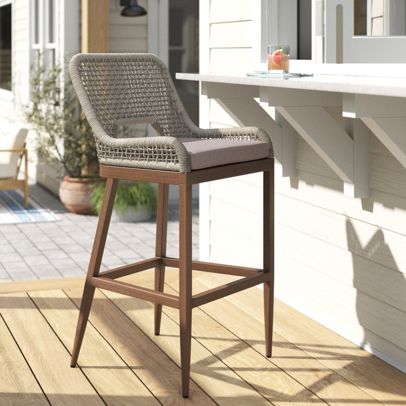 Sand & Stable Lesley Patio Metal Frame Bar Stool with Cushion & Reviews